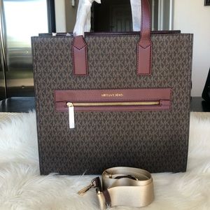 Michael Kors Kenley Merlot Signature Large Nirth South Tote